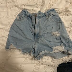 Hollister Light Blue Ripped Jean Shorts